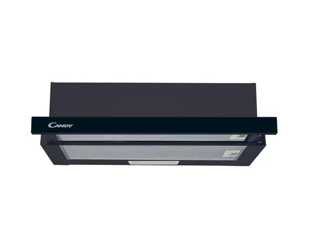 Hota telescopica incorporabila Candy CBT60RBG, Putere de absorbtie 402 mc/h, 2 Viteze, LED, 60 cm, Sticla neagra