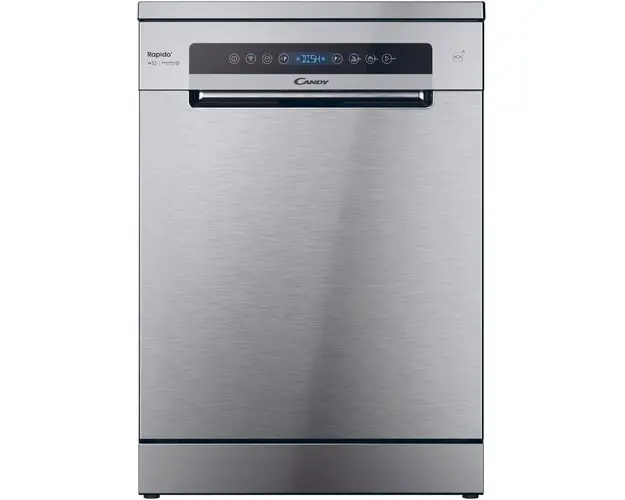 Masina de spalat vase Candy Rapido CF 4C6F0X, 14 seturi, 8 programe, Clasa C, Wi-Fi, Motor Inverter, Automatic Open Door, 60 cm, Inox