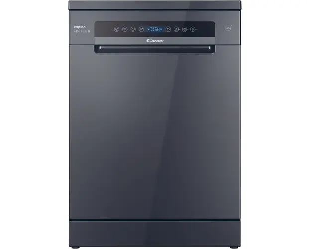 Masina de spalat vase Candy Rapido CF 5C4F0PA, 15 seturi, 8 programe, Clasa C, Wi-Fi, Wash &amp; Dry 35&#039;, Motor Speed-Drive Inverter, Automatic Open Door, Aquastop, Power Wash, 60 cm, Antracit