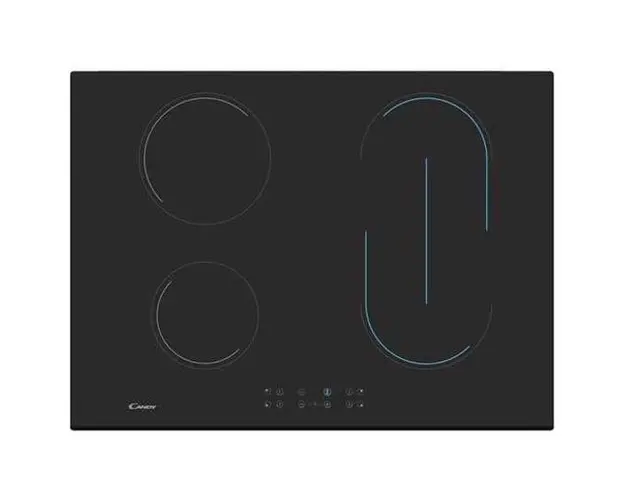 Plita incorporabila electrica Candy CH 74 BVT, 3 zone de gatit, Touch Control, 70 cm, sticla neagra
