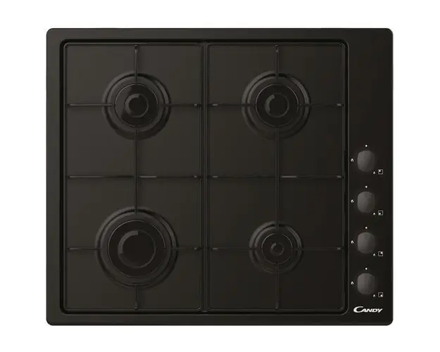 Plita incorporabila pe gaz Candy CHW6LBB, 4 arzatoare, aprindere electrica, 60 cm, negru