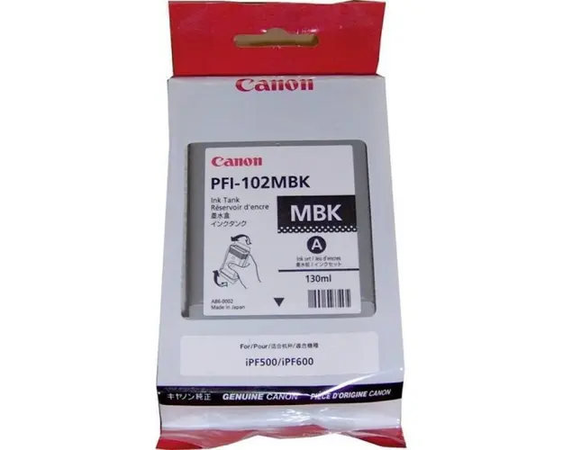 Canon Pigment Ink Tank PFI-102 Matte Black, For LP17, LP24, iPF500, iPF6X0, iPF7X0, 130ml
