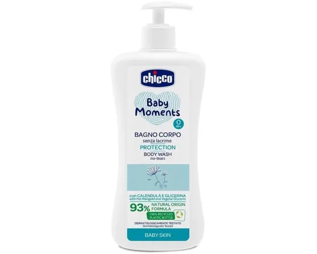 Gel de dus si sampon 2 in 1 fara lacrimi Chicco Baby Moments, 750 ml, 0 luni+