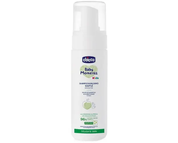 Sampon si balsam dermatologic tip spuma Chicco Baby Moments Kids, 150ml, 0 luni+
