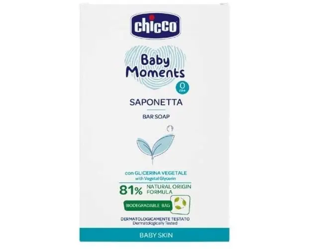 Sapun solid Chicco Baby Moments, 100 g, 0 luni+