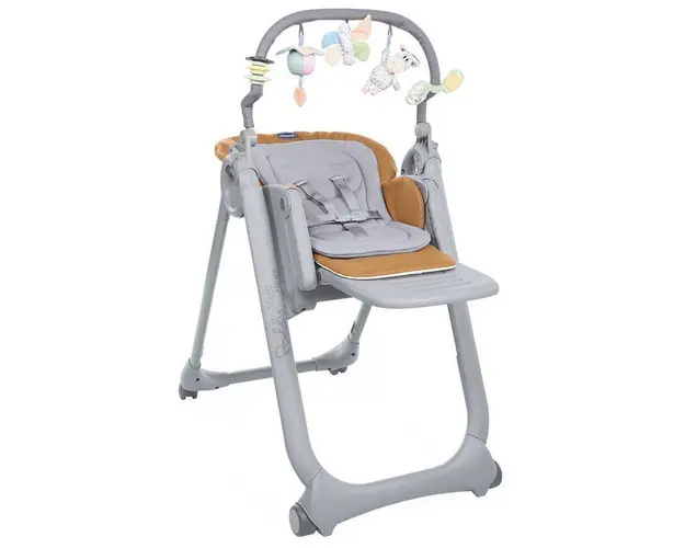 Scaun de masa pentru bebelusi Chicco Polly Magic Relax, 4 roti, almond, 0 luni+