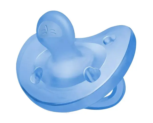 Suzeta anatomica din silicon, Chicco Physio Soft, bleu, 6-16 luni