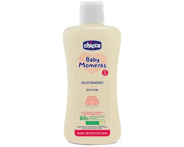 Ulei de baie dermatologic Chicco Baby Moments Sensitive, 200ml, 0 luni