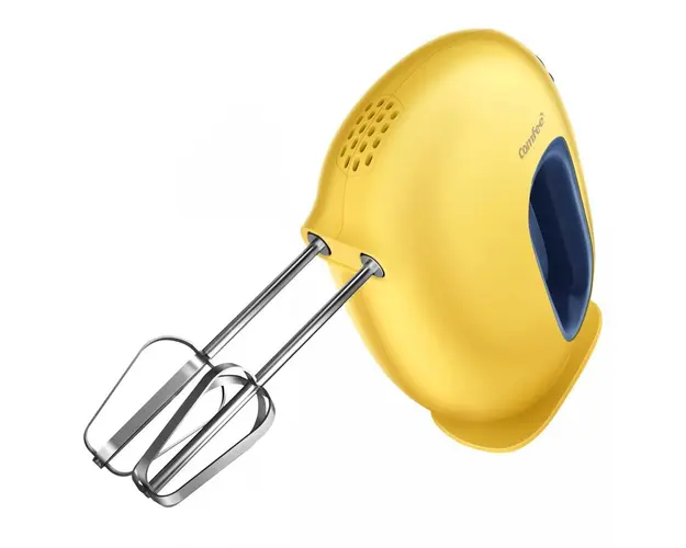 Mixer de mana Comfee MJ-HM30W115A, 130 W, 5 trepte de viteza, accesorii inox detasabile, Galben