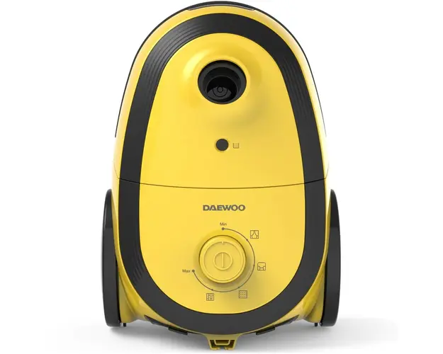 Aspirator cu sac Daewoo RC-410Y-3, 700 W, capacitate sac textil 2.5 litri, cotrol putere variabil, tub telescopic, furtun rotativ 360 grade, perie standard + accesorii pentru tapiterie si locuri inguste, Galben/Negru