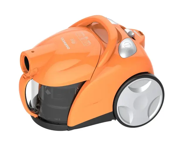 Aspirator fara sac Daewoo RCC-150P-3, 700 W, recipient colectare praf 1.2 litri, cotrol putere variabil, tub telescopic, furtun rotativ 360 grade, perie standard + accesorii pentru tapiterie si locuri inguste, Portocaliu