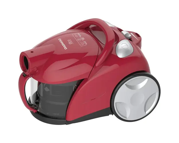 Aspirator fara sac Daewoo RCC-150R-3, 700 W, recipient colectare praf 1.2 litri, cotrol putere variabil, tub telescopic, furtun rotativ 360 grade, perie standard + accesorii pentru tapiterie si locuri inguste, Rosu