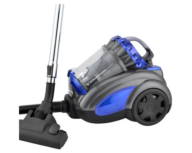 Aspirator fara sac Daewoo RCC-250B-1, 800 W, recipient colectare 2.5 litri, putere aspirare 160 W, aspiratie ciclonica, filtru HEPA, perie parchet, Albastru