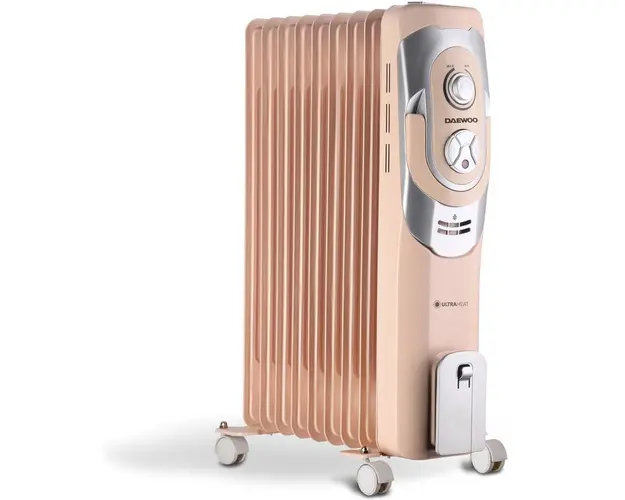 Calorifer electric cu ulei Daewoo DOH9C, 2000 W, 9 elementi, 5 canale de ulei, 3 nivele de putere, Termostat reglabil, Protectie supraincalzire, Indicator luminos
