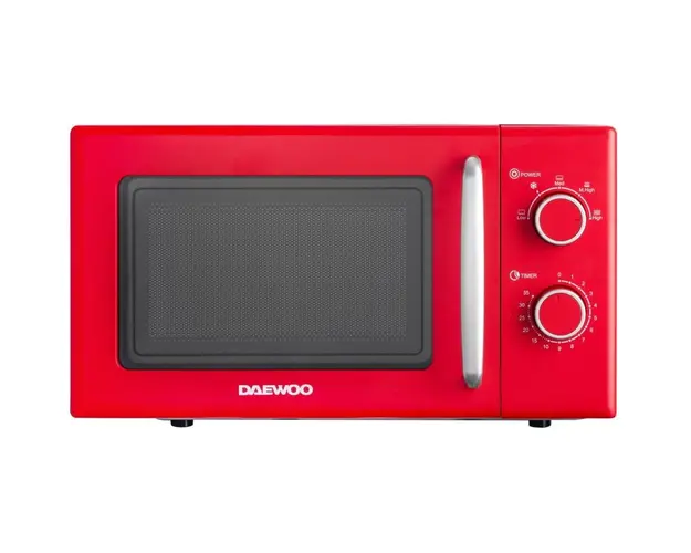 Cuptor cu microunde Daewoo KOR-6S20R-2, 20 L, 700 W, 5 niveluri de putere, semnal sonor, Rosu