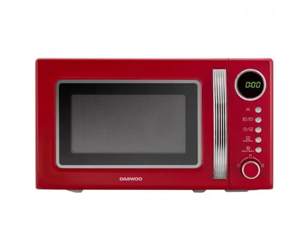 Cuptor cu microunde Daewoo KOR-6S2BR-1, 20 l, 700 W, 10 niveluri de putere, 8 programe predefinite, Rosu