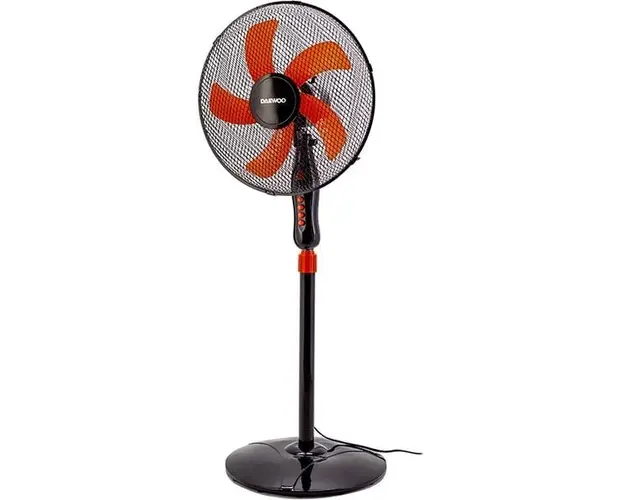 Ventilator cu picior DAEWOO DDV166, 3 trepte de viteza, 40 cm, 50W, negru-rosu