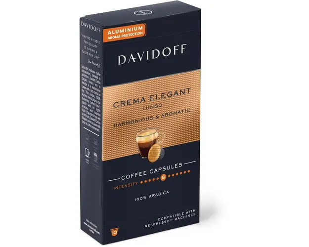 Capsule cafea Davidoff Café Crema Elegant Lungo, 10 capsule x 5.5g, Compatibil sistem Nespresso