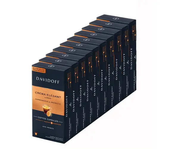 Set 10 x Capsule cafea Davidoff Café Crema Elegant Lungo, 100 capsule x 5.5g, Compatibil sistem Nespresso