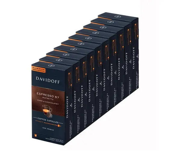 Set 10 x Capsule cafea Davidoff Café Espresso 57 Ristretto, 10 capsule x 5.5g, Compatibil sistem Nespresso