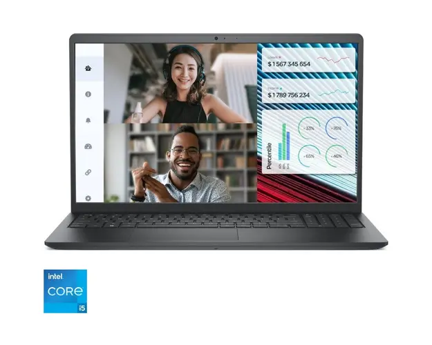 Laptop Dell Vostro 3520 cu procesor Intel® Core™ i5-1235U pana la 4.4 GHz, 15.6 Full HD, 16GB DDR4, 512GB SSD, Intel® Iris® Xe Graphics, Ubuntu, Carbon Black, 3y ProSupport and Next Business Day Onsite Service
