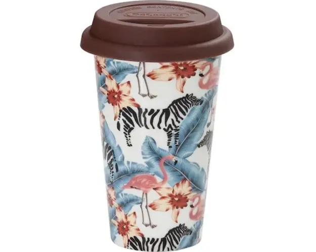 Cana termica De'Longhi Blu Animals, Ceramica, Perete dublu, 300 ml