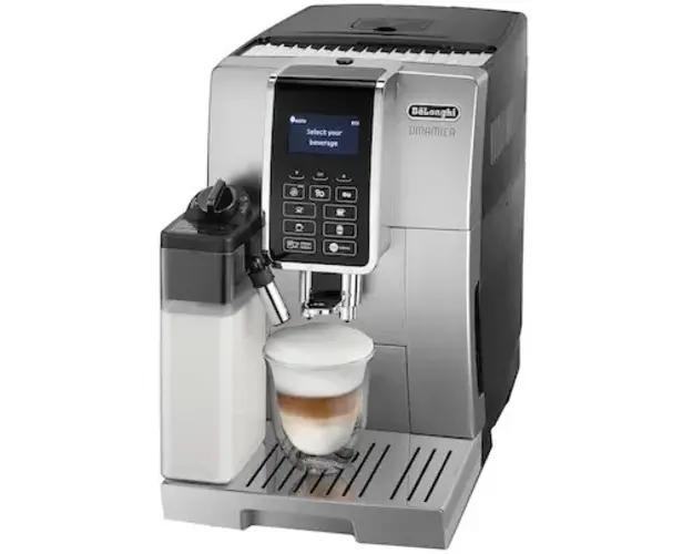 Espressor automat De’Longhi Dinamica ECAM 350.55.SB, 1450W, 15 bar, sistem LatteCrema, carafa lapte, Negru/Argintiu