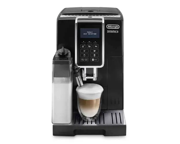 Espressor automat DeLonghi Dinamica ECAM 350.55.B, 1450 W, 15 bar, 1.8 l, carafa lapte, display LCD, negru