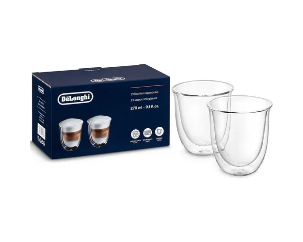 Set 2 pahare pentru cappuccino DeLonghi, 270 ml, DLSC311