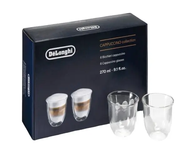 SET 6 PAHARE CAPPUCCINO, DLSC301 270ML, DE LONGHI