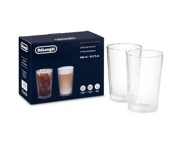Set pahare De&#039;Longhi DLSC319, 2 piese, 0.48l, sticla transparent