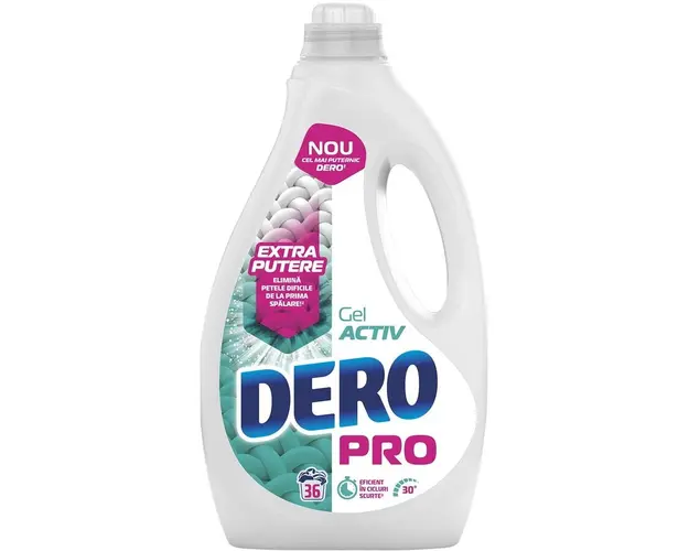 Detergent de rufe lichid Dero PRO Activ Gel, 36 spalari, 1.8L