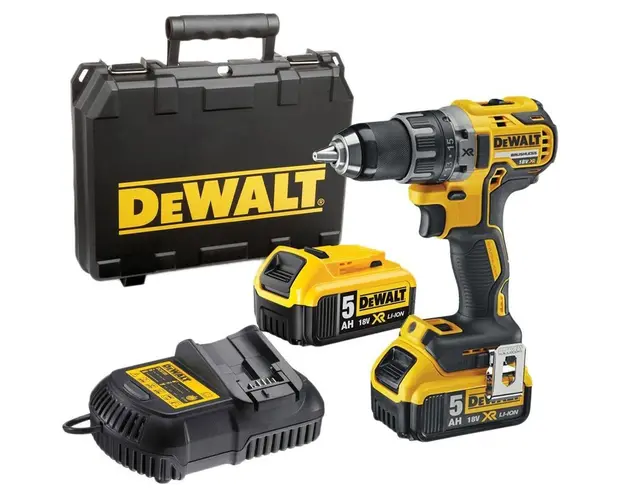 Masina compacta de gaurit si insurubat cu motor fara perii Li-Ion XR 18 V,DCD791P2, DeWalt, 2 Acc X 5Ah. Suport Magnetic Biti, Agatatoare Curea, cutie Profesionala TSTAK