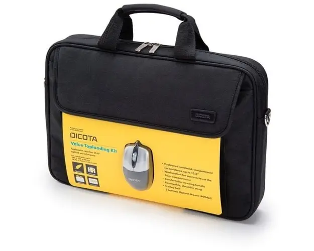 Geanta pentru notebook cu mouse D30805-V1, Value Toploading Kit-geanta 15.6 cu mouse inclusiv, Negru