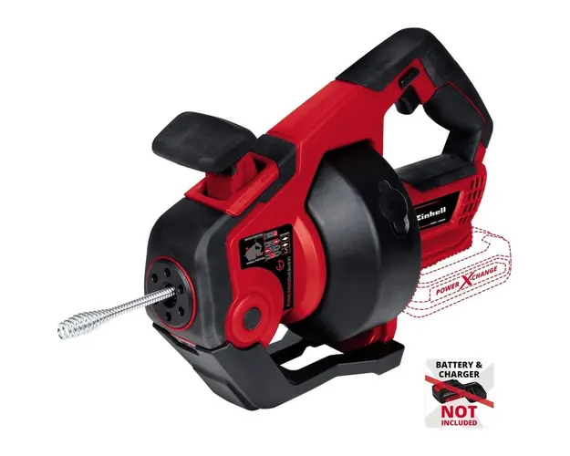 Aparat pentru desfundat tevi pe acumulator Einhell Power X-Change TE-DA 18/760 Li Solo, 18 V, 7.6 m lungime cablu, 560 RPM, 7 mm diametru cablu, fara acumulator/incarcator