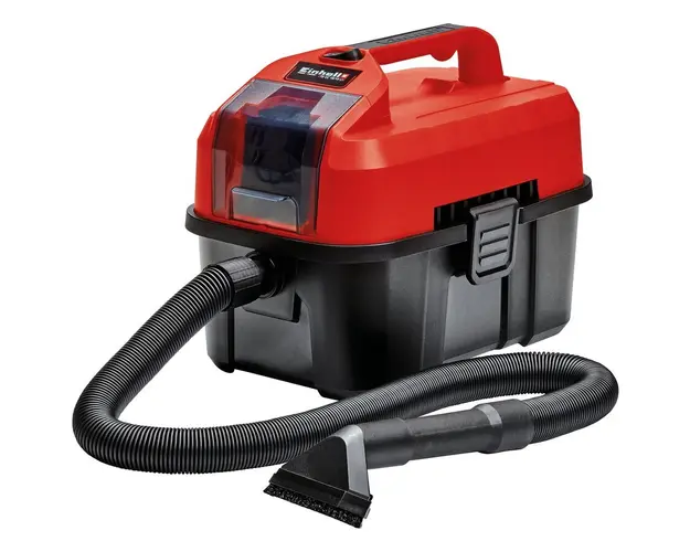 Aspirator umed/uscat pe acumulator Einhell TE-VC 18/10 Li-Solo, 18 V, tehnologia PXC, 10 l capacitate vas, 90 mbar putere aspiratie, 200 cm lungime furtun, duza 2-in-1 spatii inguste/perie, duza2-in-1 tapiterie/universala, fara acumulator/incarcator