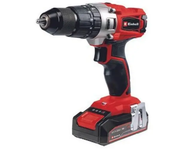 Masina de gaurit si insurubat (bormasina) cu percutie pe acumulator Einhell Power X-Change TE-CD 18/2 Li-i +22, 18 V, 44 Nm,2 trepte de viteza, 1 acumulator de 2.5 Ah, incarcator rapid, set de 22 de biti, geanta