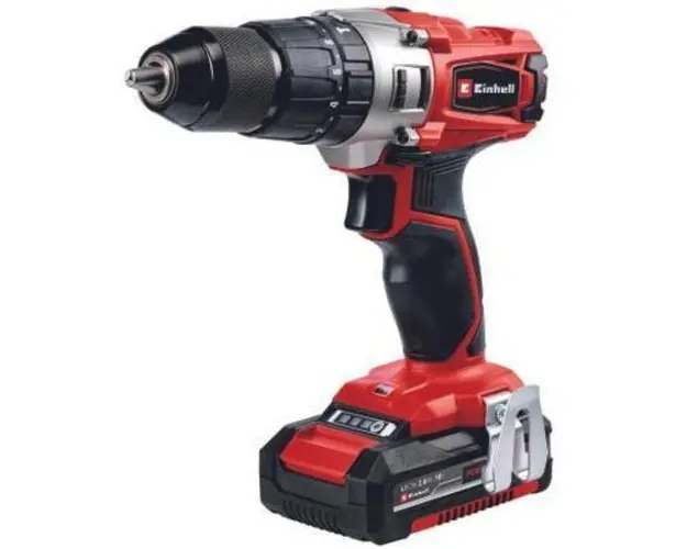 Masina de gaurit si insurubat (bormasina) cu percutie pe acumulator Einhell Power X-Change TE-CD 18/2 Li-i +64, 18 V, 44 Nm, 2 trepte de viteza, 2 acumulatori de 2 Ah, incarcator, geanta, set de accesorii 64 de piese