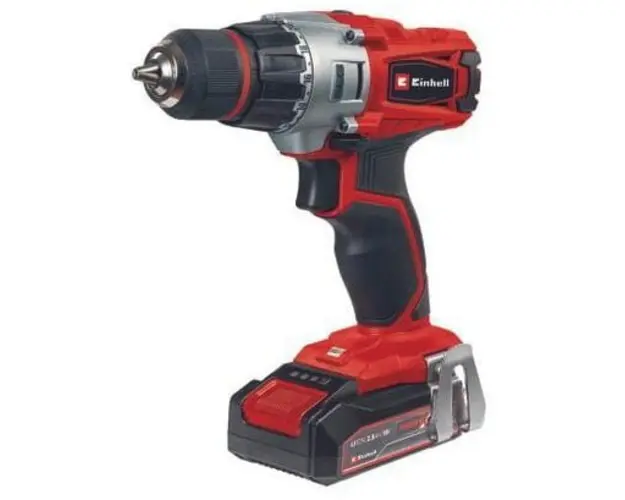 Masina de gaurit si insurubat (bormasina) pe acumulator Einhell Power X-Change TE-CD 18/2 Li +39, 18 V, 44 Nm, 2 trepte viteze, 1 acumulator de 2.5 Ah, incarcator rapid, set de accesorii 39 de piese