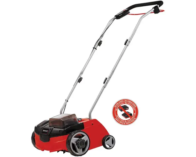 Scarificator electric pe acumulator Einhell PXC GC-SC 36/31 Li-Solo, 2 X 18 V, latime lucru 31 cm, 16 lame de scarificare, 3 trepte de adancime, fara acumulator si incarcator in setul de livrare