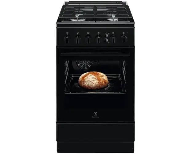 Aragaz Electrolux LKG504022K, Gaz, 4 arzatoare, Siguranta plita si cuptor, Autocuratare catalitica, Grill electric, Rotisor, 50 cm, Negru