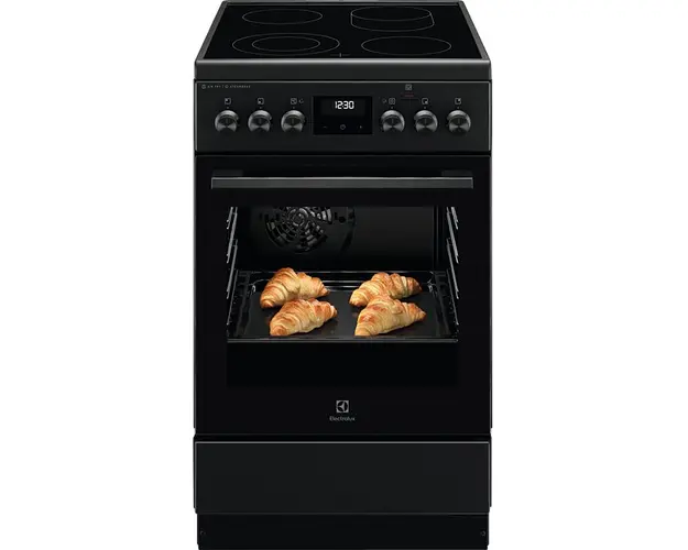 Aragaz Electrolux LKR564201K, Electric, 4 zone de gatit, Autocuratare catalitica, SteamBake, AirFry, Clasa A, 50 cm, Negru