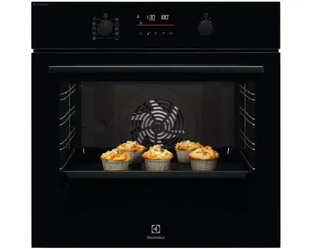 Cuptor electric incorporabil Electrolux EOD6C77WZ, SteamBake, Wi-Fi, Autocuratare catalitica, 72 l, Senzor gatire, Ghidaj telescopic, 60 cm, Clasa A +, Negru