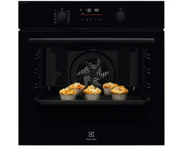 Cuptor electric incorporabil Electrolux EOD6P77WZ, SteamBake, Wi-Fi, Autocuratare pirolitica, 72 l, Senzor gatire, 60 cm, Clasa A +, Sticla neagra