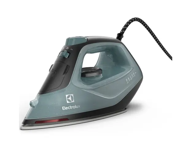 Fier de calcat Electrolux Easyline E5SI2-6OG, 2400 W, jet abur 110 g, abur variabil 0-26 g/min, rervor apa 250ml, talpa ceramica, functie de autocuratare, led indicator caldura reziduala, verde oceanic/gri