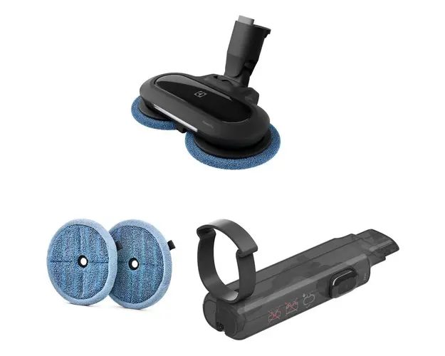 Kit mopping pentru aspiratoare verticale ELECTROLUX seria 800 ZE157: perie PowerPro Mop cu lumina LED, recipient cu functie spray pentru lichid spalare, 2 lavete rotative