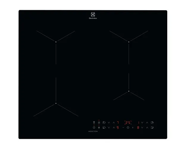 Plita incorporabila Electrolux LIL61434C, Inductie, 4 zone de gatit, Control touch, Detectare vase, Blocare de siguranta pentru copii, Conectare plita-hota, 60 cm, Negru