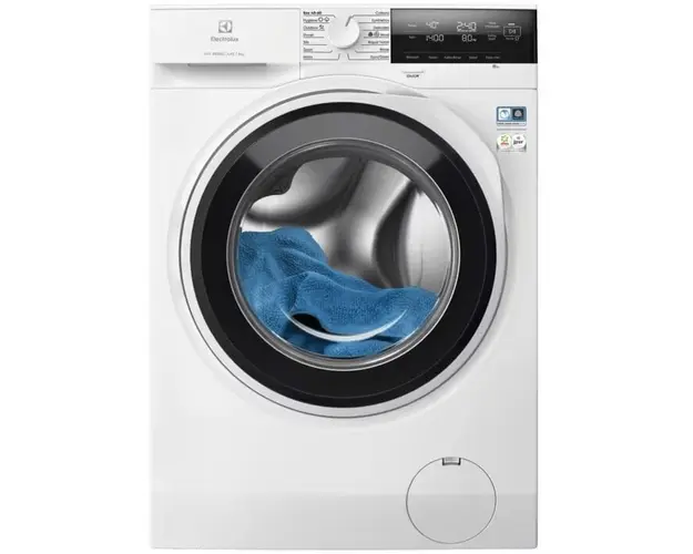 Masina de spalat rufe Electrolux EW6F3484E, 8 kg, 1400 rpm, Clasa A, Motor Inverter, Display LED, SensiCare, TimeManager, Alb