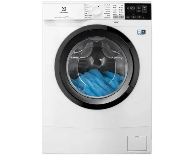 Masina de spalat rufe Electrolux EW6SM427BE, 7 kg, 1200 RPM, Clasa B, slim, TimeManager, Motor Inverter, Sistem SensiCare, Antialergic cu abur, Rapid 14 min, Alb