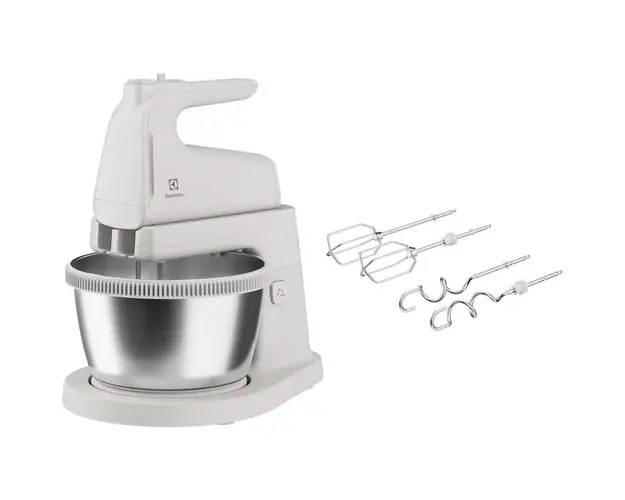 Mixer cu bol Electrolux ESM4W, 500 W, 5 Viteze + Turbo, bol rotativ din inox, alb